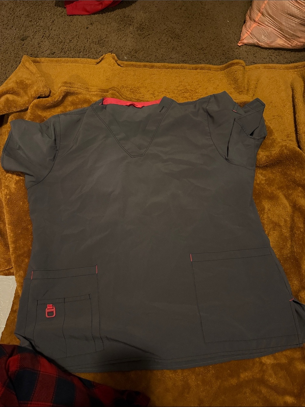 Carhartt Navy Tee with Pink Neckline Accent